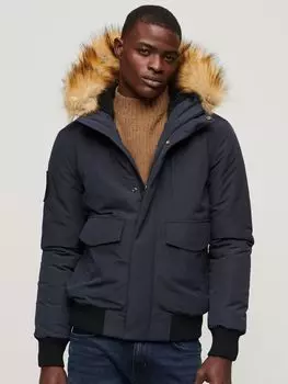 Пуховик Everest с капюшоном Superdry, темно-синий