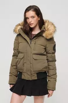 Пуховик Everest с капюшоном Superdry, зеленый