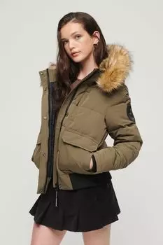 Пуховик Everest с капюшоном Superdry, зеленый