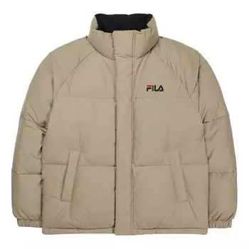 Пуховик FILA Stay Warm Sports Stand Collar Reversible Down Jacket Couple Style Beige, цвет creamy