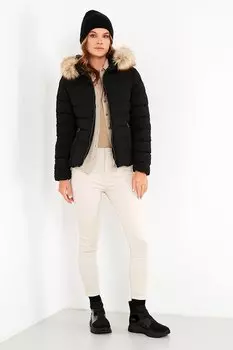 Пуховик Furry с карманами и капюшоном 497AURA Lela, черный