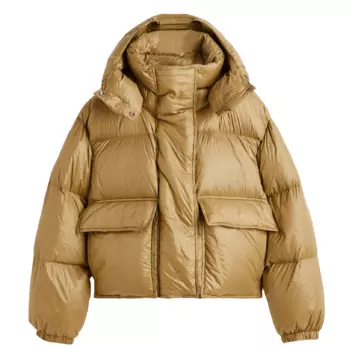 Пуховик H&amp;M Hooded, желто-бежевый