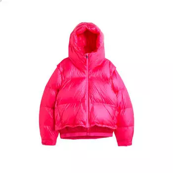 Пуховик H&M+ Detachable-sleeve Down, розовый