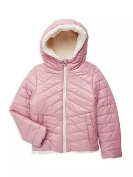 Пуховик из искусственного меха для девочек Michael Michael Kors, цвет Royal Pink