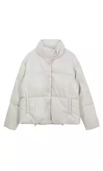 Пуховик из искусственной кожи Stradivarius, черный