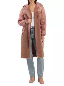 Пуховик из искусственной овчины смешанной техники Avec Les Filles Amber