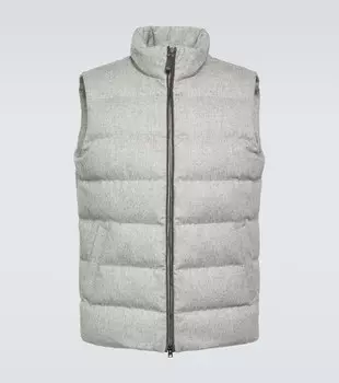 Пуховик из кашемира и шелка Herno, серый