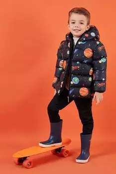 Пуховик из мягкого флиса с дополнительной подкладкой и капюшоном 5763003 Lela, темно-синий