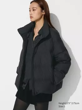 Пуховик из мягкого пуховика с пудрой Uniqlo, черный