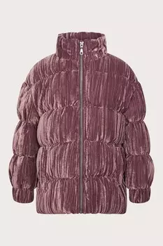 Пуховик из мятого бархата Monsoon, розовый