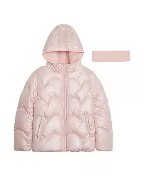 Пуховик из переливающейся фольги для больших девочек Weathertamer, розовый