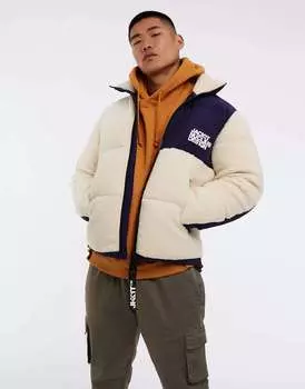 Пуховик из шерпы экспедиционного типа JACK1T ледниково-белого и темно-синего цветов