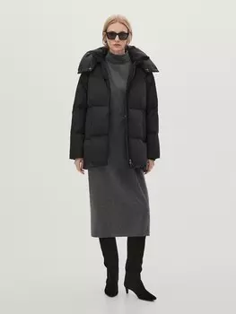 Пуховик из технической ткани Massimo Dutti, черный