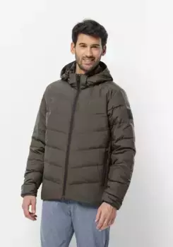 Пуховик Jack Wolfskin "COLONIUS JKT M", с капюшоном, цвет Cold-Coffee