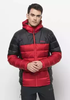 Пуховик Jack Wolfskin "NEBELHORN DOWN HOODY M", с капюшоном, красный