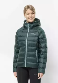 Пуховик Jack Wolfskin "NEBELHORN DOWN HOODY W", с капюшоном, зеленый