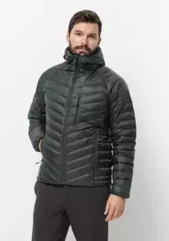 Пуховик Jack Wolfskin "PASSAMANI DOWN HOODY M", с капюшоном, цвет Black-Olive