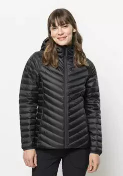 Пуховик Jack Wolfskin "PASSAMANI DOWN HOODY W", с капюшоном, черный