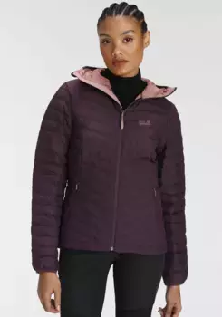 Пуховик Jack Wolfskin "STANLEY", с капюшоном, водоотталкивающий, ветронепроницаемый и дышащий, фиолетовый
