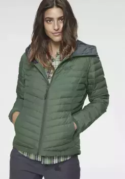 Пуховик Jack Wolfskin "STANLEY", с капюшоном, водоотталкивающий, ветронепроницаемый и дышащий, зеленый