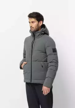 Пуховик Jack Wolfskin "WANDERMOOD DOWN JKT M", с капюшоном, зеленый