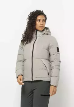 Пуховик Jack Wolfskin "WANDERMOOD DOWN JKT W", с капюшоном, серый
