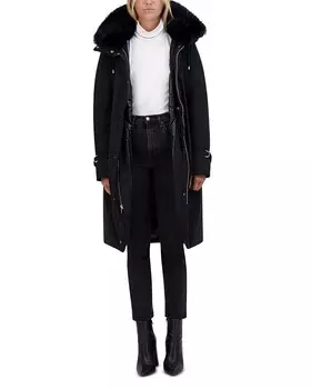 Пуховик Kenneth Cole с воротником из искусственного меха и капюшоном, черный