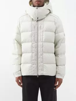 Пуховик kerinci из переработанного нейлона с капюшоном Moncler, бежевый