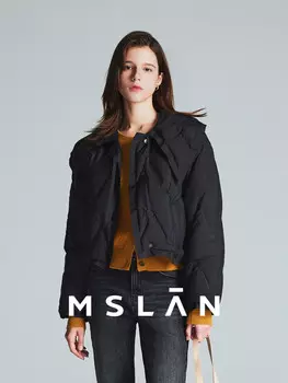 Пуховик короткий женский Mslan с лацканами, черный