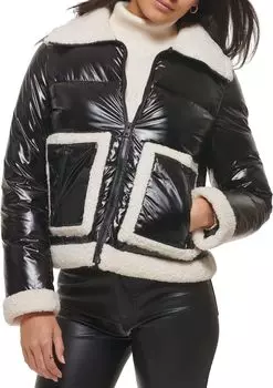 Пуховик Levi's Quilted Puffer with Sherpa Trim, черный