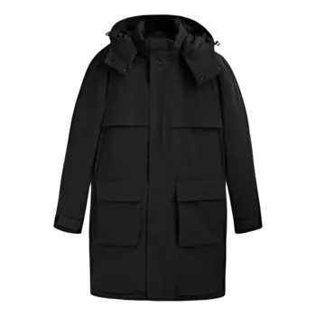 Пуховик Massimo Dutti Hooded Down and Feather Puffer Bi-Stretch, черный