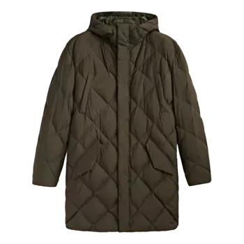 Пуховик Massimo Dutti Hooded Down and Feather Puffer, коричневый