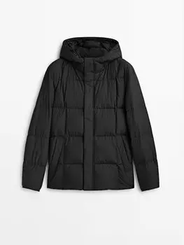 Пуховик Massimo Dutti With Down And Feather Filling, темно-синий