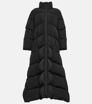 Пуховик макси с бантом BALENCIAGA, черный