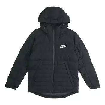 Пуховик Men's Nike Hooded Cozy Black Down Jacket, черный