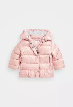 Пуховик METALLIC DOWN HOODED PEPLUM JACKET Polo Ralph Lauren, светло-розовый