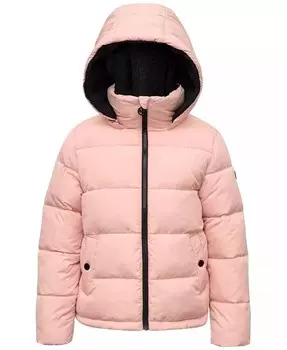 Пуховик Michael Kors Big Girls на флисовой подкладке с капюшоном и молнией во всю длину, розовый