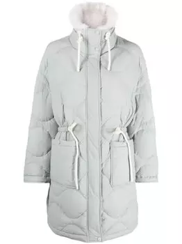 Пуховик миди с кулиской Yves Salomon, синий