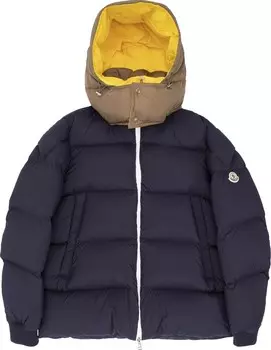 Пуховик Moncler Loeb Puffer Full Zip Jacket 'Navy Blue/Yellow', синий