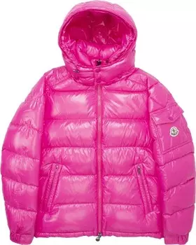 Пуховик Moncler Maya Hooded Puffer Shiny Jacket 'Pink', розовый