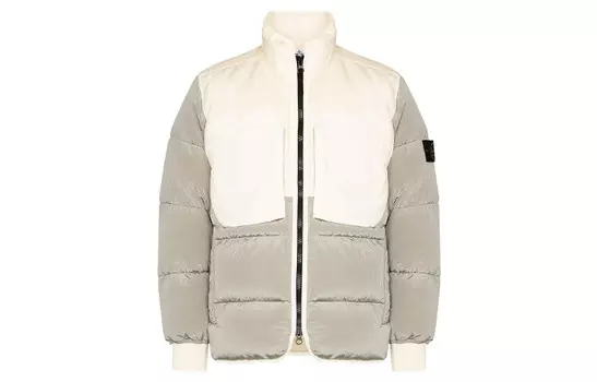 Пуховик мужской белый/серый Stone Island, белый/серый