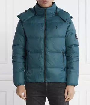 Пуховик мужской Calvin Klein Jeans с капюшоном и монограммой, синий