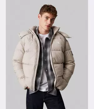 Пуховик мужской Calvin Klein Jeans с монограммой, бежевый