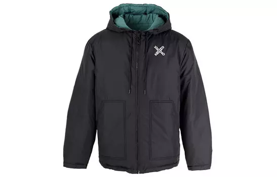 Пуховик мужской Kenzo на молнии, черный / зеленый