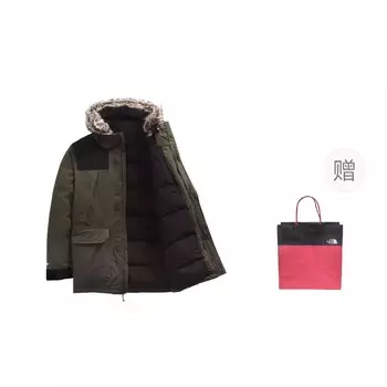 Пуховик мужской коричневый зеленый + подарочный пакет The North Face