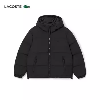 Пуховик мужской Lacoste с капюшоном, черный