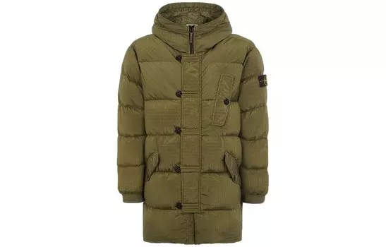Пуховик мужской оливково-зеленый Stone Island, оливково-зеленый