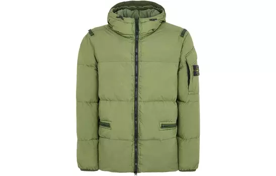 Пуховик мужской оливково-зеленый Stone Island, оливково-зеленый