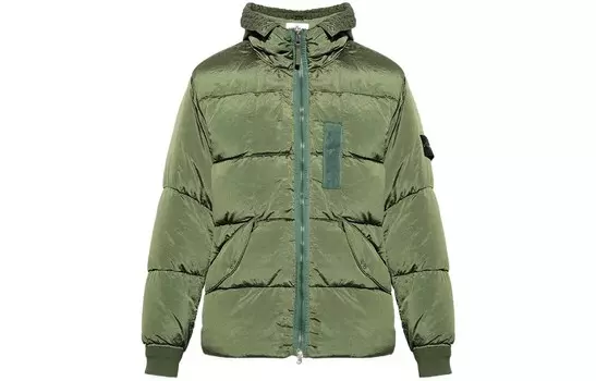 Пуховик мужской оливково-зеленый Stone Island, оливково-зеленый