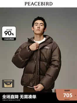 Пуховик мужской Peacebird с капюшоном, коричневый